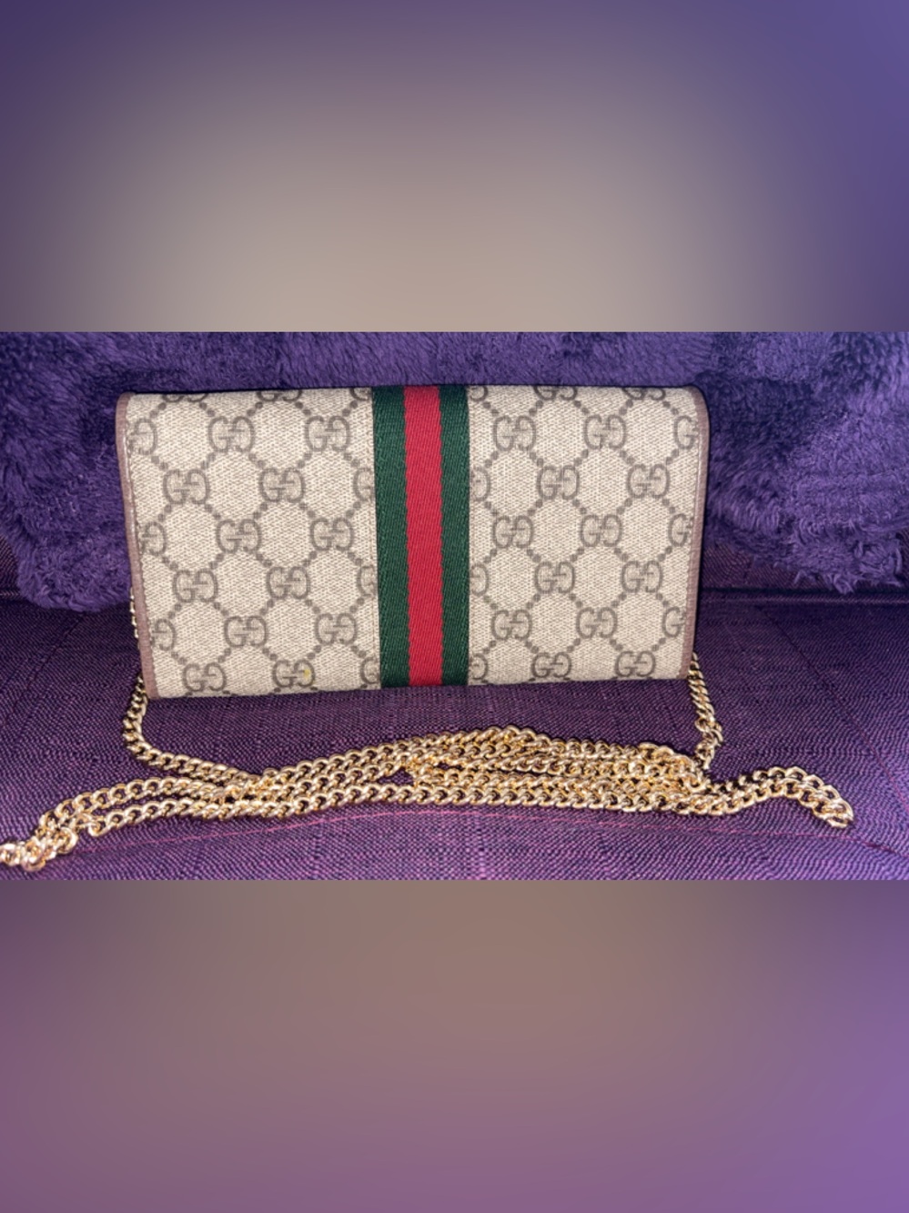 Gucci Beige GG Canvas Wallet with Green and Red Web and Gold Hardware - Picture 2 of 8